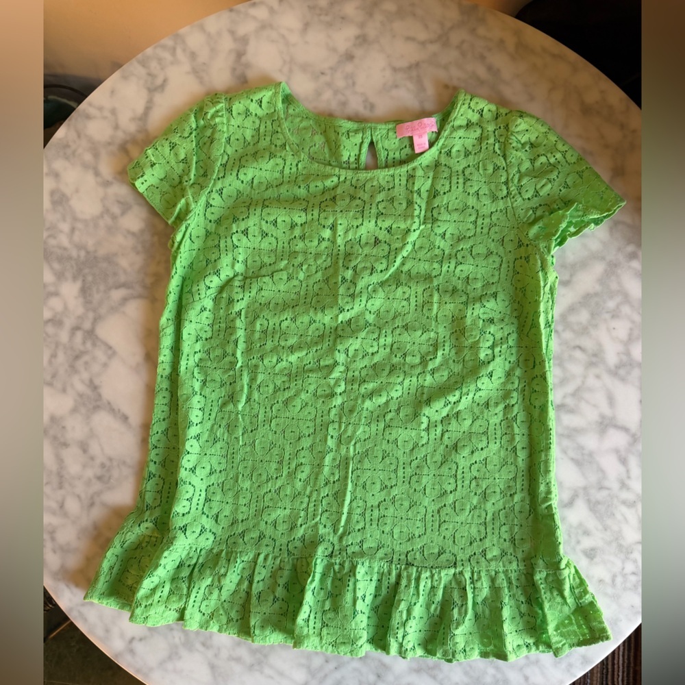 Lilly Pulitzer Darla Green Lace Bow Back Top coquette Dainty Feminine Summer